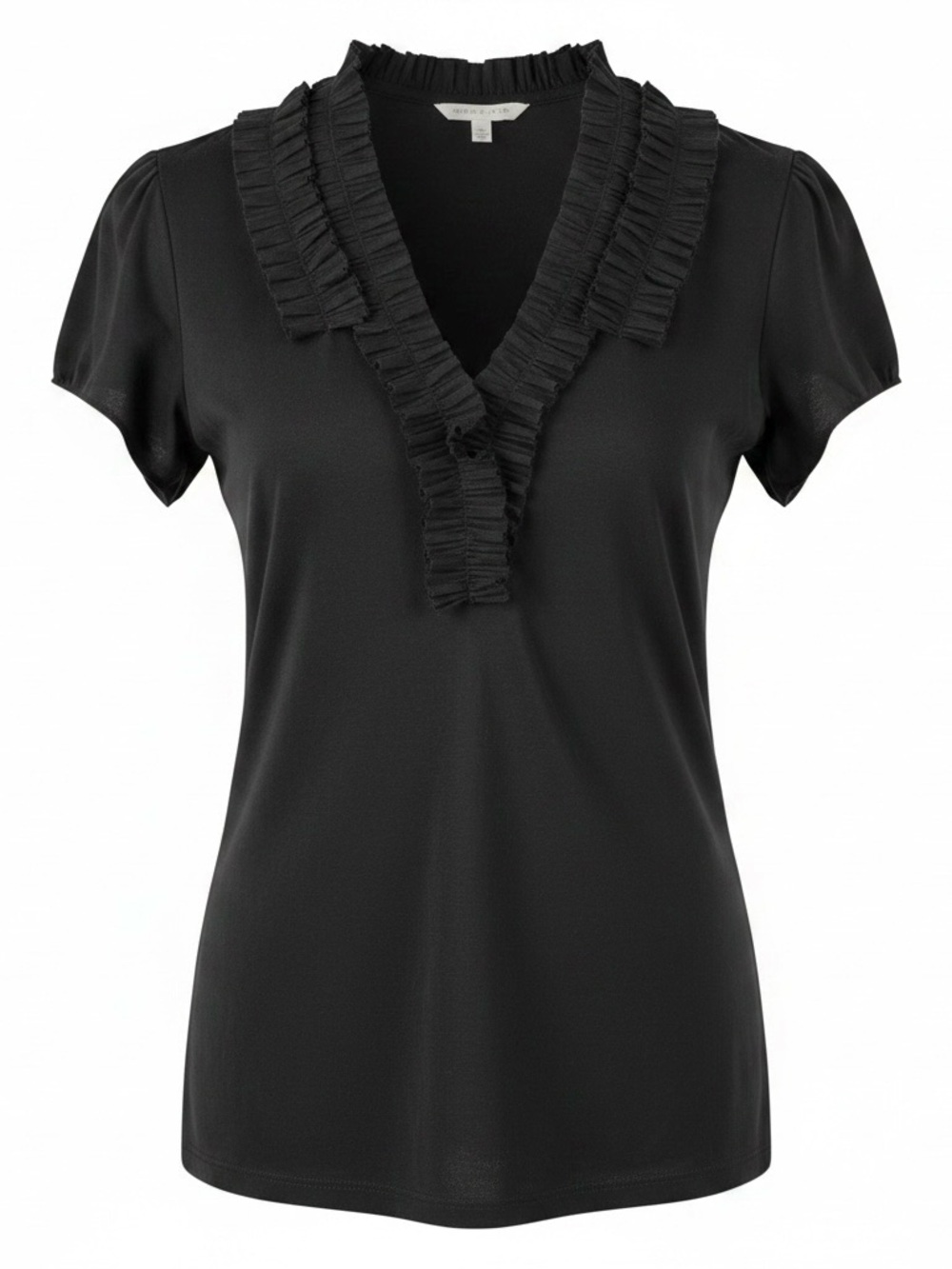 Banana Republic Black Ruffle V-Neck Women's Top Size M
